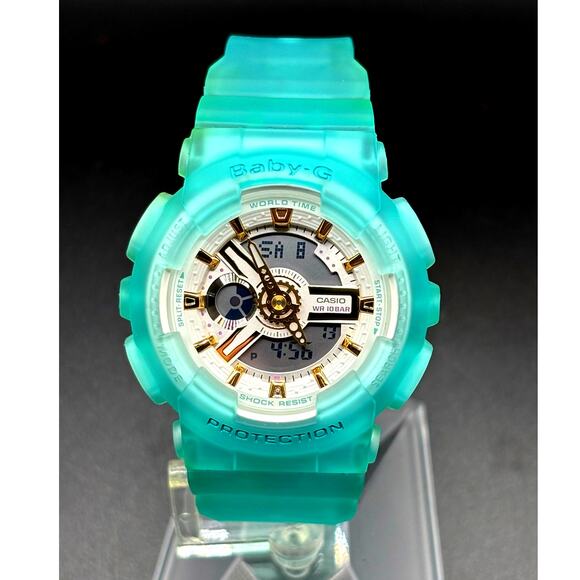Casio Baby-G BA-110SC-2A Sea Glass Clear Teal Analog Digital Women\'s Watch